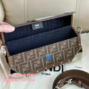 二手免運 Fendi 芬迪 中型 Baguette 旅行箱 棕色 銀扣 斜背包7VA498A8V3F18AT