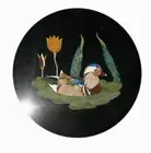14'' black Marble round Coffee duck Table Top pietra dura Inlay wall panel decor