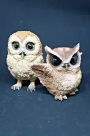 BARN OWL SET OF 2 GARDEN ~STATUE ~ ORNAMENT ~ FIGURINE ~ HOME DECOR