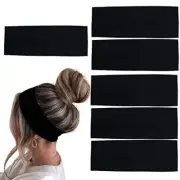 6 Pcs Headbands for Women Hair Cotton Headband Non-slip Stretchy Elastic Black