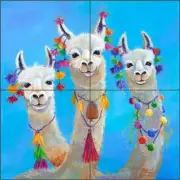 Llama Tile Backsplash Susan Libby Animal Art Ceramic Mural SLA081
