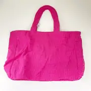 Victoria's Secret Hot Pink Logo Tote Bag Terry Zip Top Close NWT