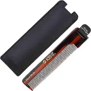 Kent Men's Handmade Pocket Hair Comb with Leather Tab and Case, 112 mm Length