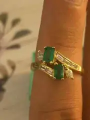 1Ct Emerald Cut Lab-Created Emerald Women's Wedding Ring 14K Yellow Gold Plated