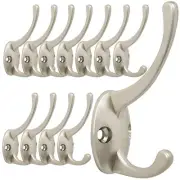 IBosins 12 Pack Silver Coat Hooks Wall Mounted with 24 Screws Retro Double Ho...