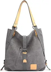 [Leijing] Women Canvas Casual Multifunctional Microfiber Leather Large Capacity Handbag Shoulder Bags Backpack