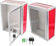 Gadpiparty 2pcs Wall Mounted Transparent Mailbox with Lock Durable Metal Letter Box for Home and Office Multifunctional Suggestion Box Suitable for Indoor and Outdoor Use
