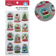 Art Star Christmas 3D Stickers Glitter Snow Globe 95x214mm - 12 stickers