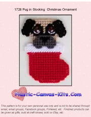 Pug in Stocking Christmas Ornament- Plastic Canvas Pattern or Kit