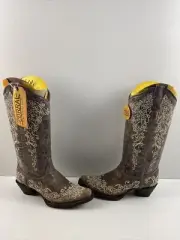 NWB Corral Brown Crater Embroidered Leather Snip Toe Western Boots Women’s 7 M