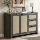 Rattan Dresser Tallboy Storage Cabinet/Buffet Sideboard/Hallway Table Midnigh...