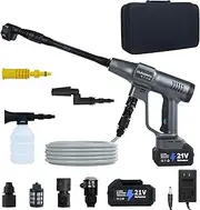 Huhomco Pressure Washer Cordless Battery Powered Brushless Gray, 2900PSI/200Bar with 2×4000mAH Battery, 3 Power Level Battery Operated Portable Powerwasher for Car Cleaning
