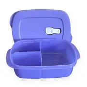 Tupperware Crystalwave Plus Microwave Rectangular Divided Dish Container Purple