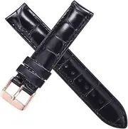 [BeiCheng] CAREG Watch Strap Brown With Rose Gold Clasp Watchband 14mm 18mm 20mm Compatible With DW Daniel Wellington Watch Band Durable (Color : Black Crocodile-Rose, Size : 22mm)