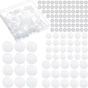 [Bremorou] 200 Pcs Piercing Disc 3/5/7/9 mm Clear Silicone Earrings Backs Plastic Disc Pads Stabilizer Earring Backs Stopper Earlobe Support Patches Non Pull Piercing Discs for Women Festival Gifts Transparent