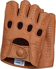 Riparo Genuine Leather Fingerless Motorcycle Gloves with Backless Fingerless Center for Men