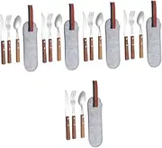 Toddmomy 5 Sets Travel Fork Spoon Set Reusable Utensil Bag Camping Cutlery Pouch Essential for