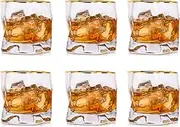Irregular Whiskey Glasses Set of 6 Whisky Gift Set for Men, Tumbler Glasses Drinking for Birthday Dad Fathers Day Retirement Husband Grandad for Rum Gin Bourbon