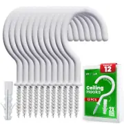 12 Pcs Ceiling Hooks for Hanging Plants - 2.9 inches Plant Hooks Heavy Duty,H...