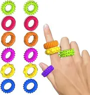 Pack of 12 Sensory Toy Stress Autism Toy Rings Adults, Classroom Finger Aid, Sensory Acupressure Spinner, Anti-Anxiety Toy, ADHD Sensory Toys, Massage Rings Fidget Ring Children