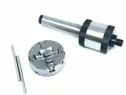 REVOLVING LIVE CENTER MT2 THREADED M14 X 1 WITH 65 MM 4 JAW MINI SCROLL CHUCK