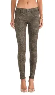 Current/Elliott Women's Ankle Skinny Coated Jeans Army Dirty Paws Sz 25 NWT $218