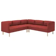 LILLEHEM modular corner sofa, 4 seat, Gunnared/brown-red wood