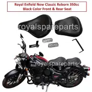 Fit For Royal Enfield New Classic Reborn 350 "FRONT & REAR BLACK LEATHER SEAT" (for: Royal Enfield)