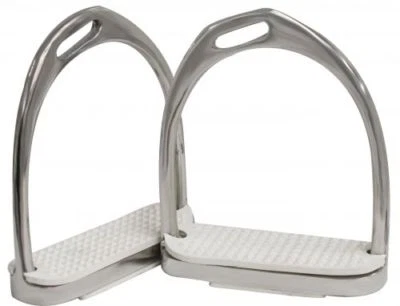 Showman 4 3/4" Stainless Steel Irons OFFSET Stirrups & Pads For English Saddle