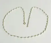 3-7mm Rice Pearl Beaded Rosary Style Necklace, 925 Sterling Silver wire 18 inch