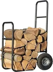 Firewood Holder，Firewood Rack Outdoor， Portable Firewood Log Storage Rack,Pushable Firewood Rack, Household Kindling Holder Wood Stacker Stand