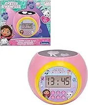 Lexibook, Gabby's Dollhouse, Clock-Projector with Alarm and Snooze Function, nightlight with Timer, LCD Screen, Battery-Operated, Pink, One Size