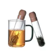 Creative Glass Tea Infuser – Stylish Pipe Design Strainer with Cork Stopper for