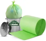 JENCENBIO Compostable Bin Liners, 2.6 Gallon, 10L, 100 100 count (Pack of 1)