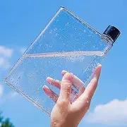 Gelible Clear Reusable Slim Flat Water Bottle 420ml Portable - Fits in Pocket &Random Corner.for School,Sports, Travel, Dining Time