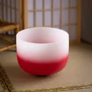 12 inch C Note Root Chakra Red Half Colored Frosted Quartz Crystal Singing Bowl
