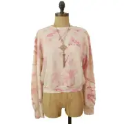 AFRM Crop Sweatshirt Top Size S Long Sleeve Tie Dye Cream Blush NWT B45