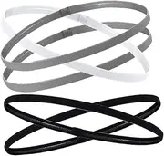 [TOGEVAL] 5Pcs Elastic Sports Sweatbands for Women Skid Headbands for Yoga Running and Workouts Comfortable Daily Use Hair Bands Grey