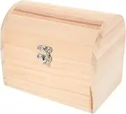 CAXUSD DIY Craft Treasure Chest Unpainted Wooden Box Storage Chest Arch Design for Jewelry Toys Decorative Memory Keepsake Box