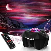 Galaxy Star Projector Night Light with Moon & Remote, Aurora Nebula LED Ceiling Projector with Bluetooth Speaker for Gaming, Bedroom & Parties