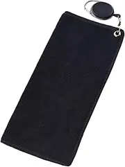 Golf Towel Golf Cleaning Towel Sweat Absorbing Hanging Hook Gifts for Men Women Golf Bag Towel for Fitness Yoga Sport Outdoor, Black