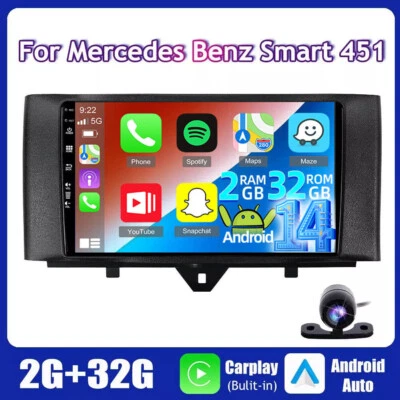 9'' Android 14 For Mercedes Benz Smart Fortwo Car Radio Stereo GPS Car Play DSP (for: Smart)