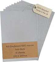 A4 Greyboard 15 Sheets Mount Board Backing Board Model Making Presentation Board Recycled Thick 1000 Micron Recycled Card