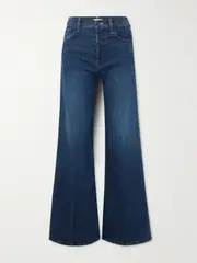 [Mother] Mother - The Tomcat Roller Sneak High-rise Wide-leg Jeans - Dark denim - 31 31 Blue