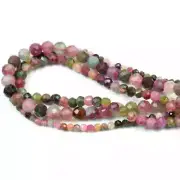 Natural Colorful Tourmaline Gemstone Beads Faceted Round Beads For Necklace