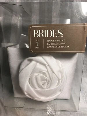 BRIDES wedding FLOWER BASKET. FLOWER GIRL WHITE HANDLE FLOWER NEW