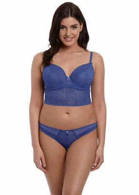 FREYA SOIREE LACE DENIM UNDERWIRE BRALETTE BRA & BRIEF SET SIZE 30F / 8F