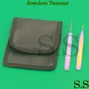 2 Stainless Steel Multi Titanium Rainbow Color Eyelash Extension Tweezers Str