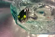 Genuine 925 Sterling Silver Created Faceted Peridot Ring Size 7.5