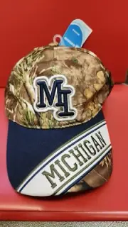 MI Michigan Camo Strapback Hook & Loop Closure Hat Cap OSFM By Fashion Headwear